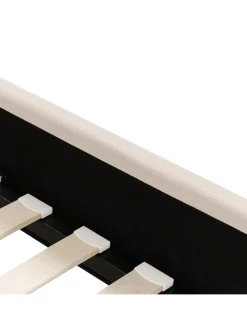 Beliani Betten & Matratzen<Doppelbett AMBILLOU in Beige/Gold - (W) 157 x (H) 126 x (L) 214 cm