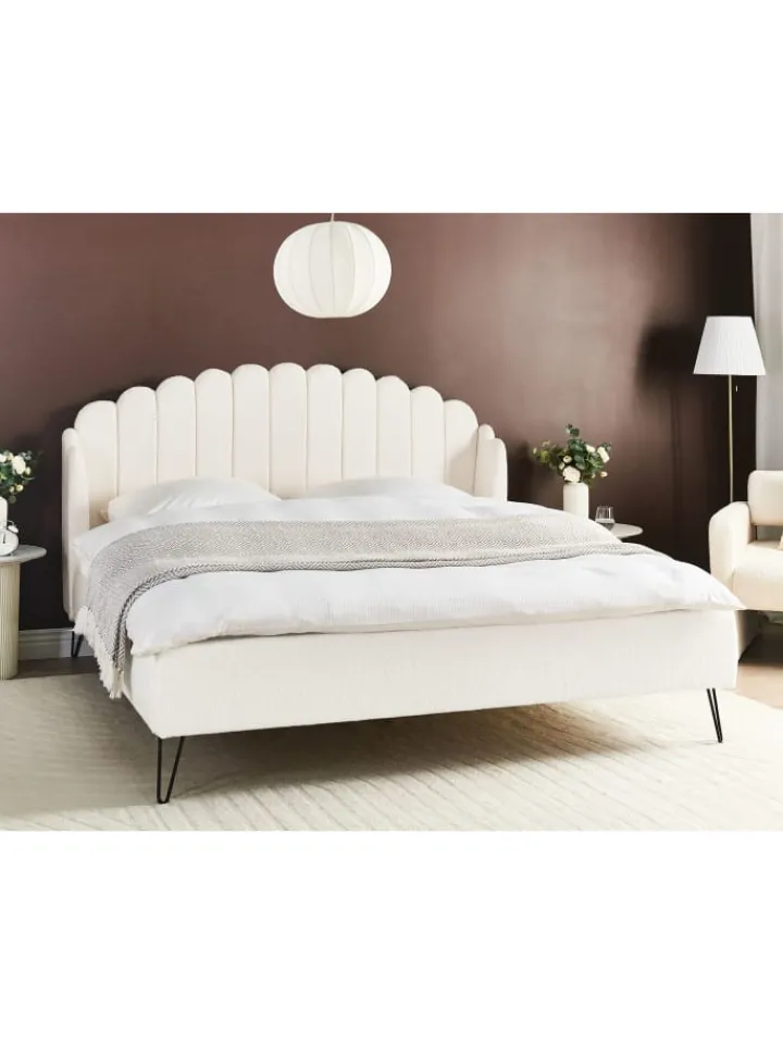 Beliani Betten & Matratzen<Doppelbett AMBILLOU in Weiß/Schwarz - (W) 197 x (H) 126 x (L) 214 cm