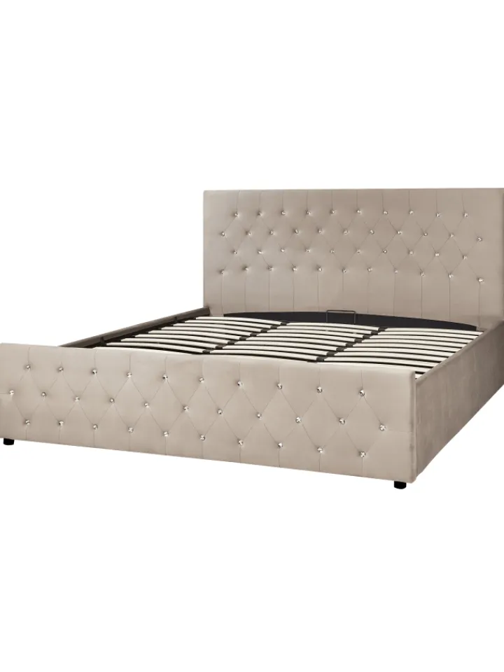 Beliani Betten & Matratzen<Doppelbett AMIENS in Beige - (W) 191 x (H) 109 x (L) 217 cm