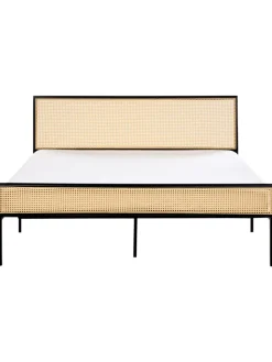 Beliani Betten & Matratzen<Doppelbett AVANTON in Schwarz/Braun - (W) 165 x (H) 90 x (L) 208 cm