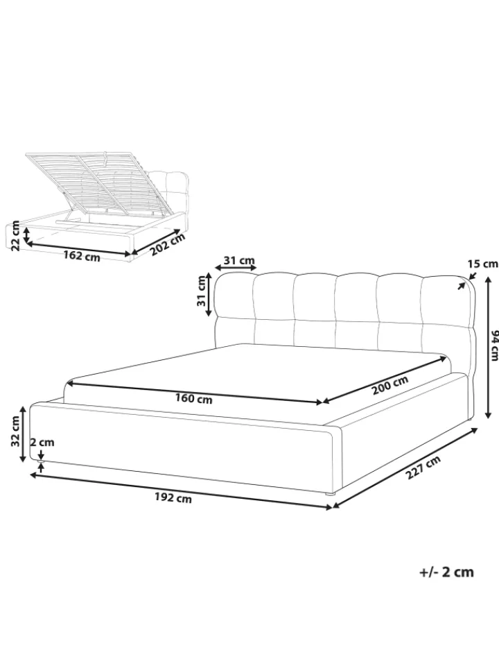 Beliani Betten & Matratzen<Doppelbett BASTON in Weiß - (W) 192 x (H) 94 x (L) 227 cm