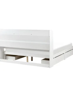 Beliani Betten & Matratzen<Doppelbett BIZOU in Weiß/Beige - (W) 188 x (H) 110 x (L) 227 cm