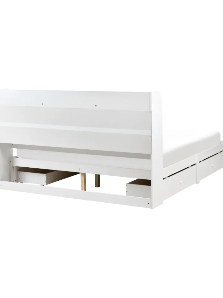 Beliani Betten & Matratzen<Doppelbett BIZOU in Weiß/Beige - (W) 188 x (H) 110 x (L) 227 cm
