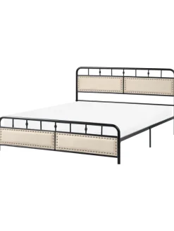Beliani Betten & Matratzen<Doppelbett BREUILLET in Schwarz/Beige - (W) 165 x (H) 95 x (L) 207 cm
