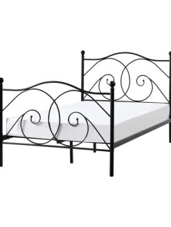 Beliani Betten & Matratzen<Doppelbett DINARD in Schwarz - (W) 127 x (H) 118 x (L) 208 cm