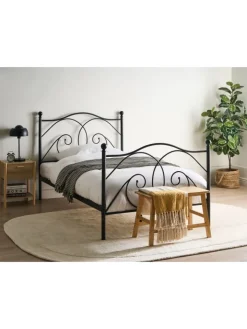 Beliani Betten & Matratzen<Doppelbett DINARD in Schwarz - (W) 127 x (H) 118 x (L) 208 cm