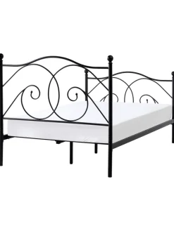 Beliani Betten & Matratzen<Doppelbett DINARD in Schwarz - (W) 127 x (H) 118 x (L) 208 cm