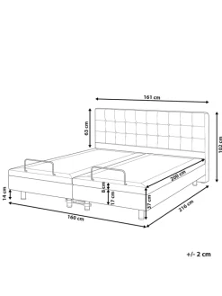 Beliani Betten & Matratzen<Doppelbett DUKE in Grau/Schwarz - (W) 161 x (H) 102 x (L) 216 cm