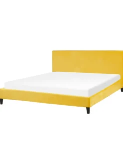 Beliani Betten & Matratzen<Doppelbett FITOU in Gelb/Braun - (W) 190 x (H) 87 x (L) 214 cm