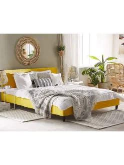 Beliani Betten & Matratzen<Doppelbett FITOU in Gelb/Braun - (W) 190 x (H) 87 x (L) 214 cm