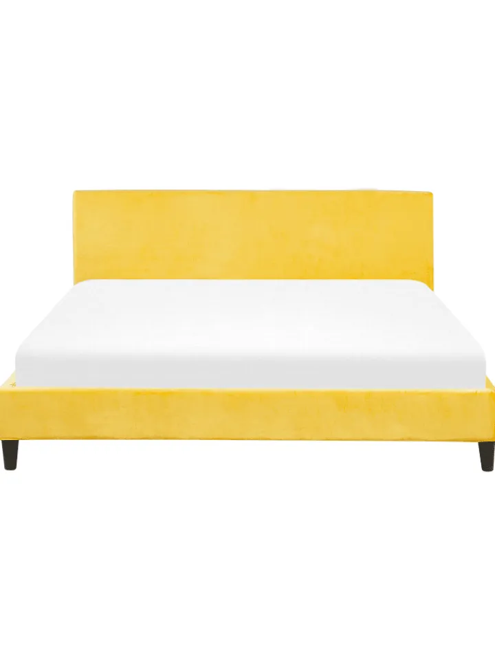 Beliani Betten & Matratzen<Doppelbett FITOU in Gelb/Braun - (W) 190 x (H) 87 x (L) 214 cm