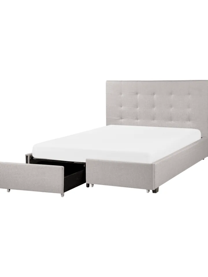 Beliani Betten & Matratzen<Doppelbett LA ROCHELLE in Grau/Schwarz - (W) 153 x (H) 109 x (L) 213 cm