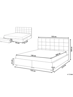 Beliani Betten & Matratzen<Doppelbett LA ROCHELLE in Grau/Schwarz - (W) 153 x (H) 109 x (L) 213 cm