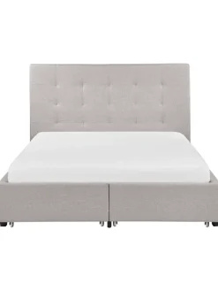 Beliani Betten & Matratzen<Doppelbett LA ROCHELLE in Grau/Schwarz - (W) 153 x (H) 109 x (L) 213 cm
