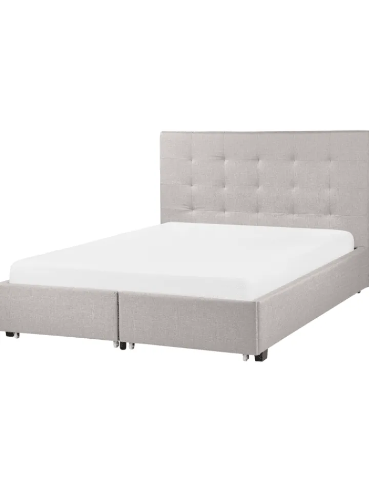 Beliani Betten & Matratzen<Doppelbett LA ROCHELLE in Grau/Schwarz - (W) 153 x (H) 109 x (L) 213 cm