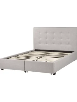 Beliani Betten & Matratzen<Doppelbett LA ROCHELLE in Grau/Schwarz - (W) 153 x (H) 109 x (L) 213 cm