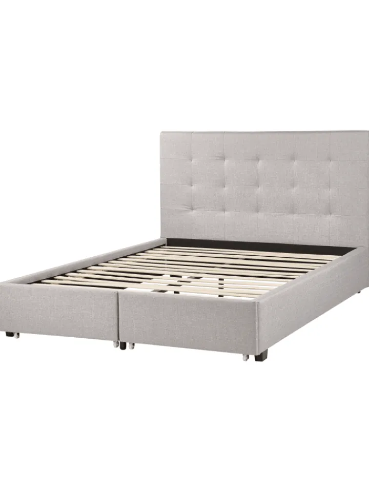 Beliani Betten & Matratzen<Doppelbett LA ROCHELLE in Grau/Schwarz - (W) 153 x (H) 109 x (L) 213 cm