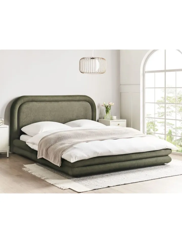 Beliani Betten & Matratzen<Doppelbett LAVARDENS in Grün/Schwarz - (W) 181 x (H) 107 x (L) 222 cm