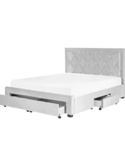 Beliani Betten & Matratzen<Doppelbett LIEVIN in Grau - (W) 165 x (H) 122 x (L) 217 cm