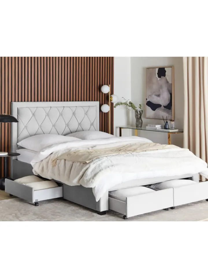 Beliani Betten & Matratzen<Doppelbett LIEVIN in Grau - (W) 165 x (H) 122 x (L) 217 cm