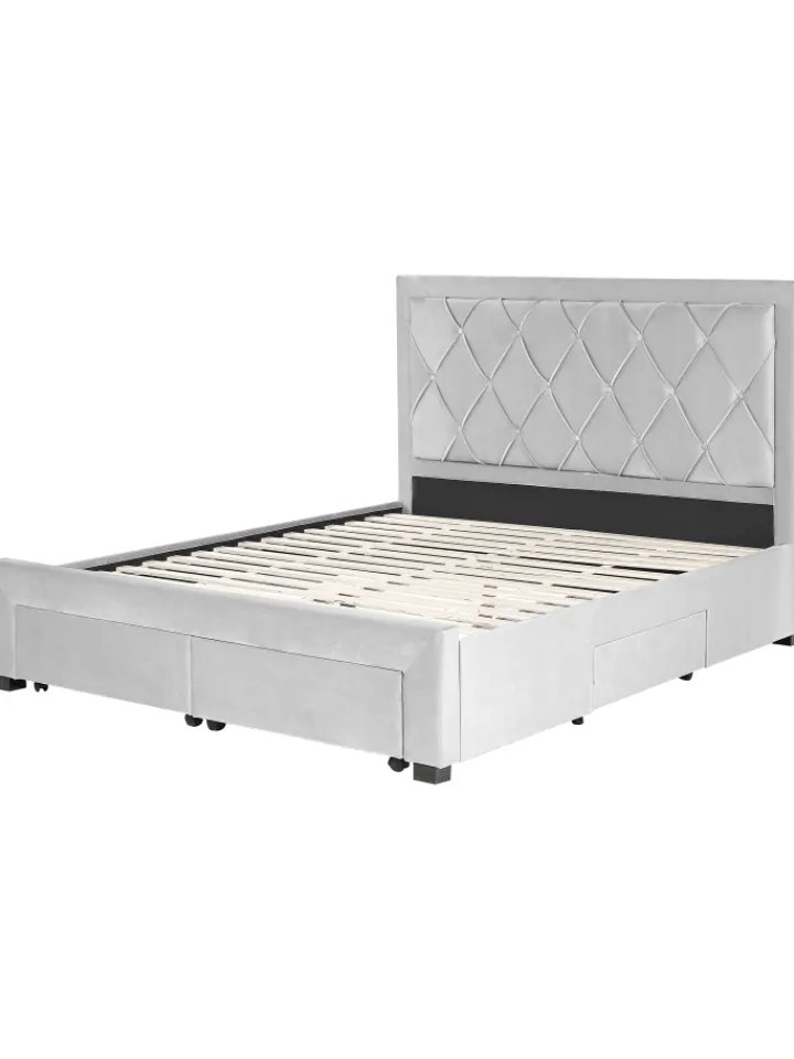 Beliani Betten & Matratzen<Doppelbett LIEVIN in Grau - (W) 165 x (H) 122 x (L) 217 cm