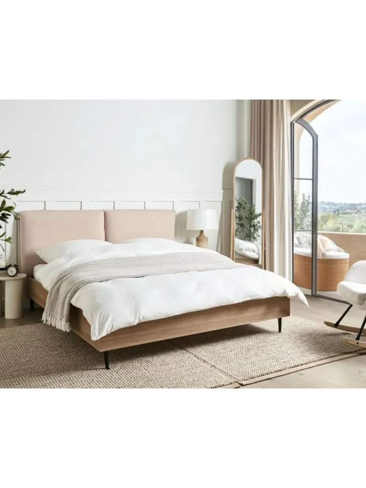Beliani Betten & Matratzen<Doppelbett LIMANTON in Beige/Schwarz/Braun - (W) 181 x (H) 118 x (L) 215 cm