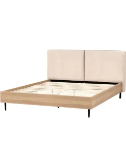 Beliani Betten & Matratzen<Doppelbett LIMANTON in Beige/Schwarz/Braun - (W) 181 x (H) 118 x (L) 215 cm