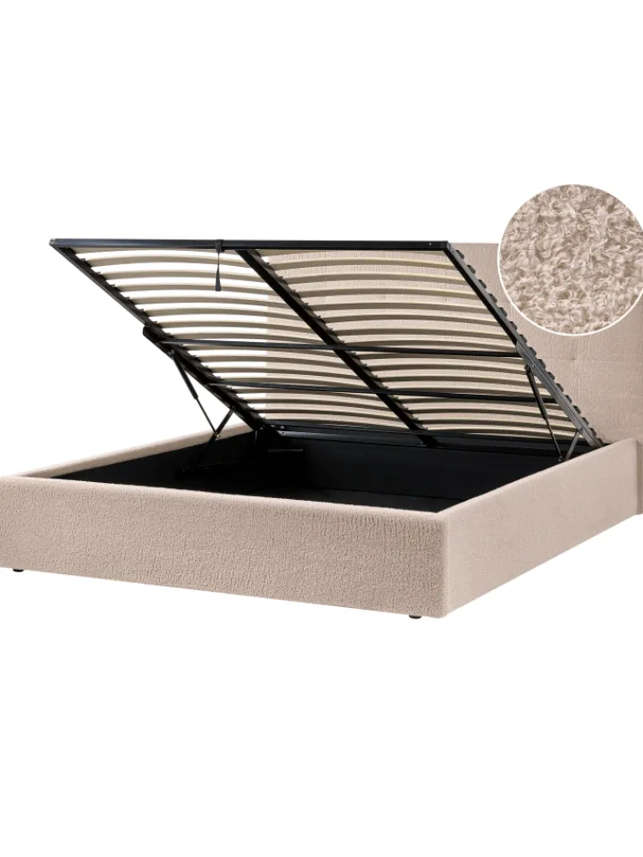Beliani Betten & Matratzen<Doppelbett LORIENT in Beige - (W) 177 x (H) 112 x (L) 216 cm