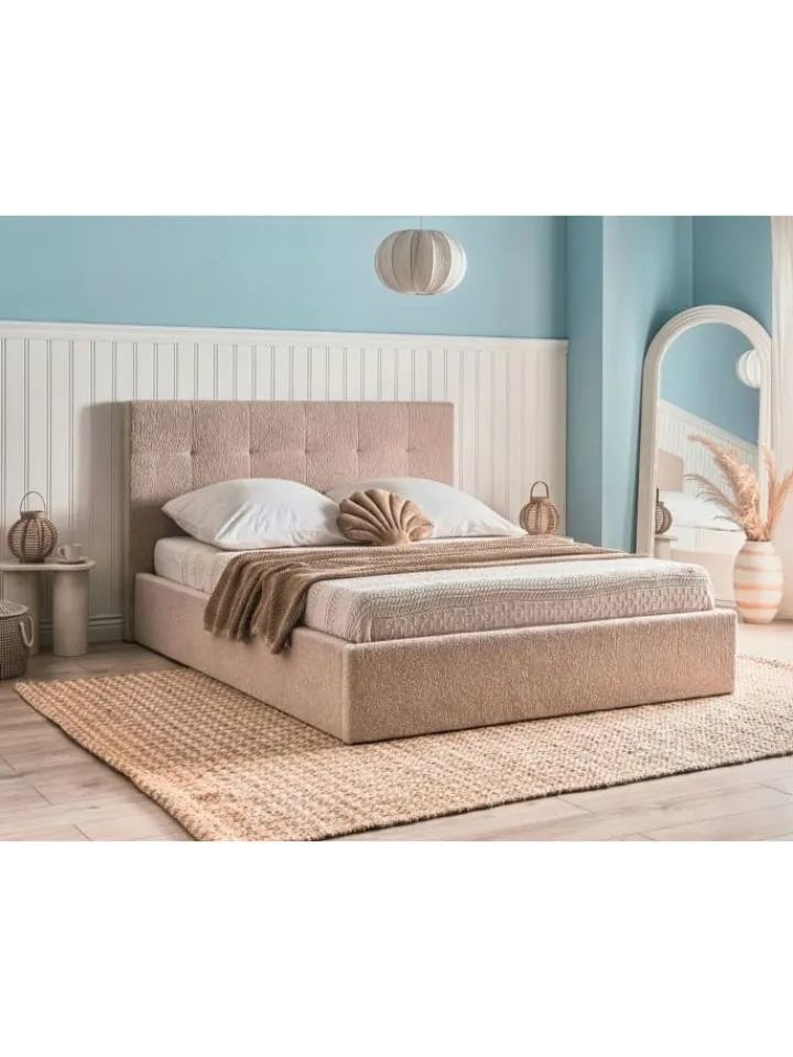 Beliani Betten & Matratzen<Doppelbett LORIENT in Beige - (W) 177 x (H) 112 x (L) 216 cm