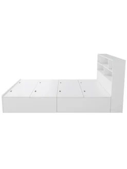 ABRIHOME Betten & Matratzen<Doppelbett Massivholzbett mit USB-Anschluss und Stauraum 140x200cm in Weiß