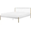 Beliani Betten & Matratzen<Doppelbett MAURS in Weiß/Braun - (W) 167 x (H) 100 x (L) 209 cm