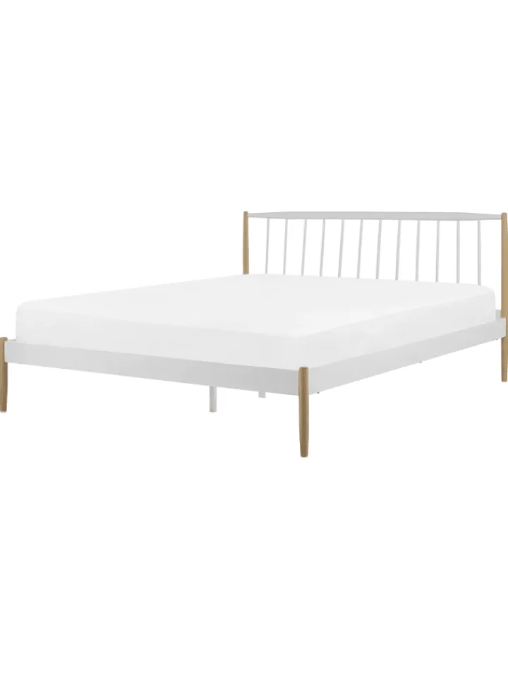 Beliani Betten & Matratzen<Doppelbett MAURS in Weiß/Braun - (W) 167 x (H) 100 x (L) 209 cm