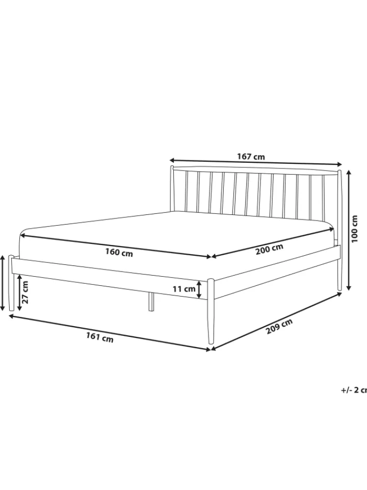 Beliani Betten & Matratzen<Doppelbett MAURS in Weiß/Braun - (W) 167 x (H) 100 x (L) 209 cm