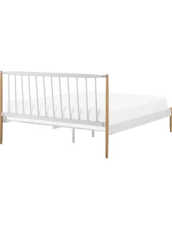 Beliani Betten & Matratzen<Doppelbett MAURS in Weiß/Braun - (W) 167 x (H) 100 x (L) 209 cm
