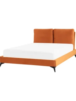 Beliani Betten & Matratzen<Doppelbett MELLE in Orange/Schwarz - (W) 156 x (H) 95 x (L) 233 cm