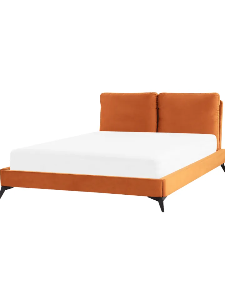 Beliani Betten & Matratzen<Doppelbett MELLE in Orange/Schwarz - (W) 176 x (H) 95 x (L) 233 cm