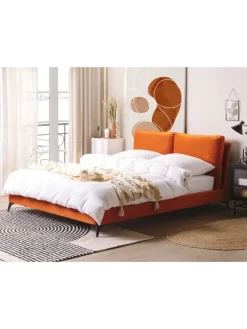Beliani Betten & Matratzen<Doppelbett MELLE in Orange/Schwarz - (W) 176 x (H) 95 x (L) 233 cm