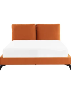 Beliani Betten & Matratzen<Doppelbett MELLE in Orange/Schwarz - (W) 176 x (H) 95 x (L) 233 cm