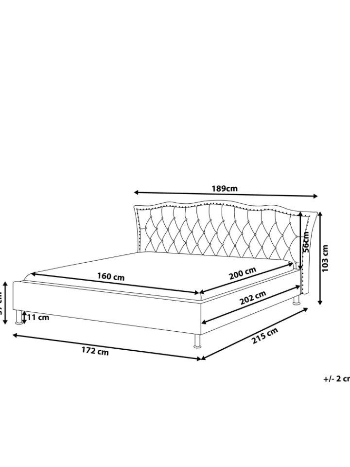 Beliani Betten & Matratzen<Doppelbett METZ in Weiß/Silber - (W) 185 x (H) 92 x (L) 214 cm