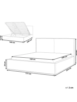 Beliani Betten & Matratzen<Doppelbett MOISSAC in Schwarz/Weiß - (W) 177 x (H) 108 x (L) 224 cm