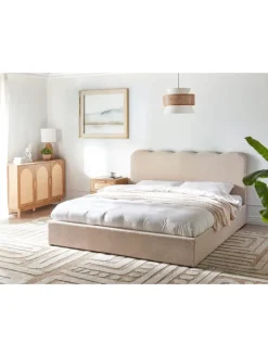 Beliani Betten & Matratzen<Doppelbett NANTERRE in Beige - (W) 187 x (H) 104 x (L) 215 cm