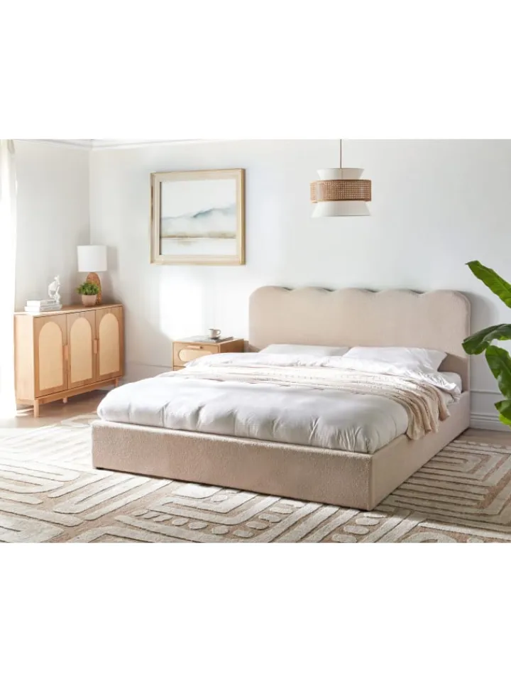 Beliani Betten & Matratzen<Doppelbett NANTERRE in Beige - (W) 187 x (H) 104 x (L) 215 cm