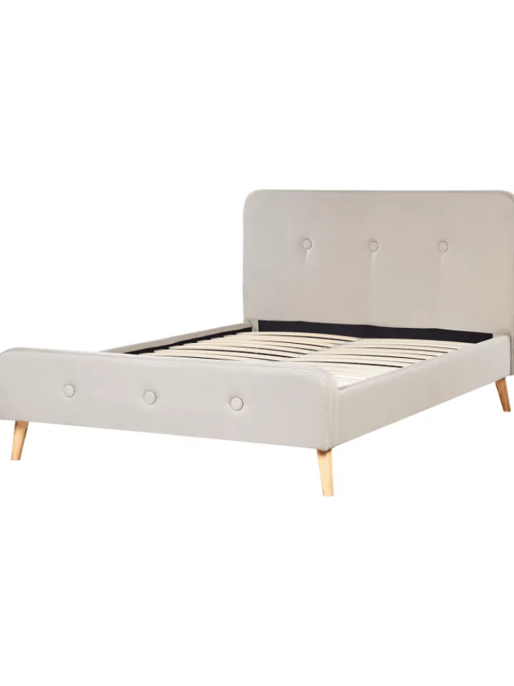 Beliani Betten & Matratzen<Doppelbett RENNES in Beige/Braun - (W) 151 x (H) 107 x (L) 216 cm