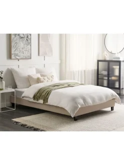Beliani Betten & Matratzen<Doppelbett ROANNE in Beige/Braun - (W) 149 x (H) 29 x (L) 211 cm
