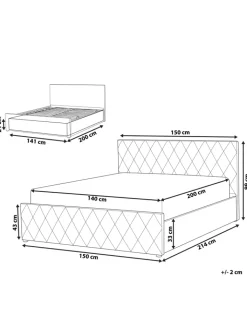 Beliani Betten & Matratzen<Doppelbett ROCHEFORT in Blau - (W) 150 x (H) 99 x (L) 214 cm