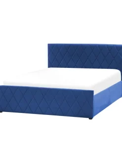 Beliani Betten & Matratzen<Doppelbett ROCHEFORT in Blau - (W) 150 x (H) 99 x (L) 214 cm