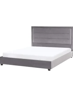 Beliani Betten & Matratzen<Doppelbett ROUEN in Grau/Schwarz - (W) 166 x (H) 112 x (L) 213 cm