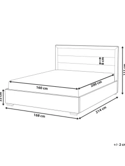 Beliani Betten & Matratzen<Doppelbett ROUEN in Grau/Schwarz - (W) 166 x (H) 112 x (L) 213 cm