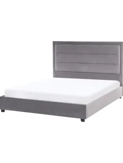 Beliani Betten & Matratzen<Doppelbett ROUEN in Grau/Schwarz - (W) 146 x (H) 112 x (L) 213 cm
