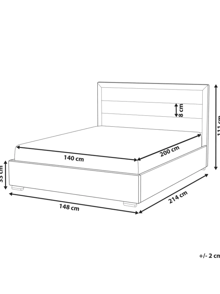 Beliani Betten & Matratzen<Doppelbett ROUEN in Grau/Schwarz - (W) 146 x (H) 112 x (L) 213 cm